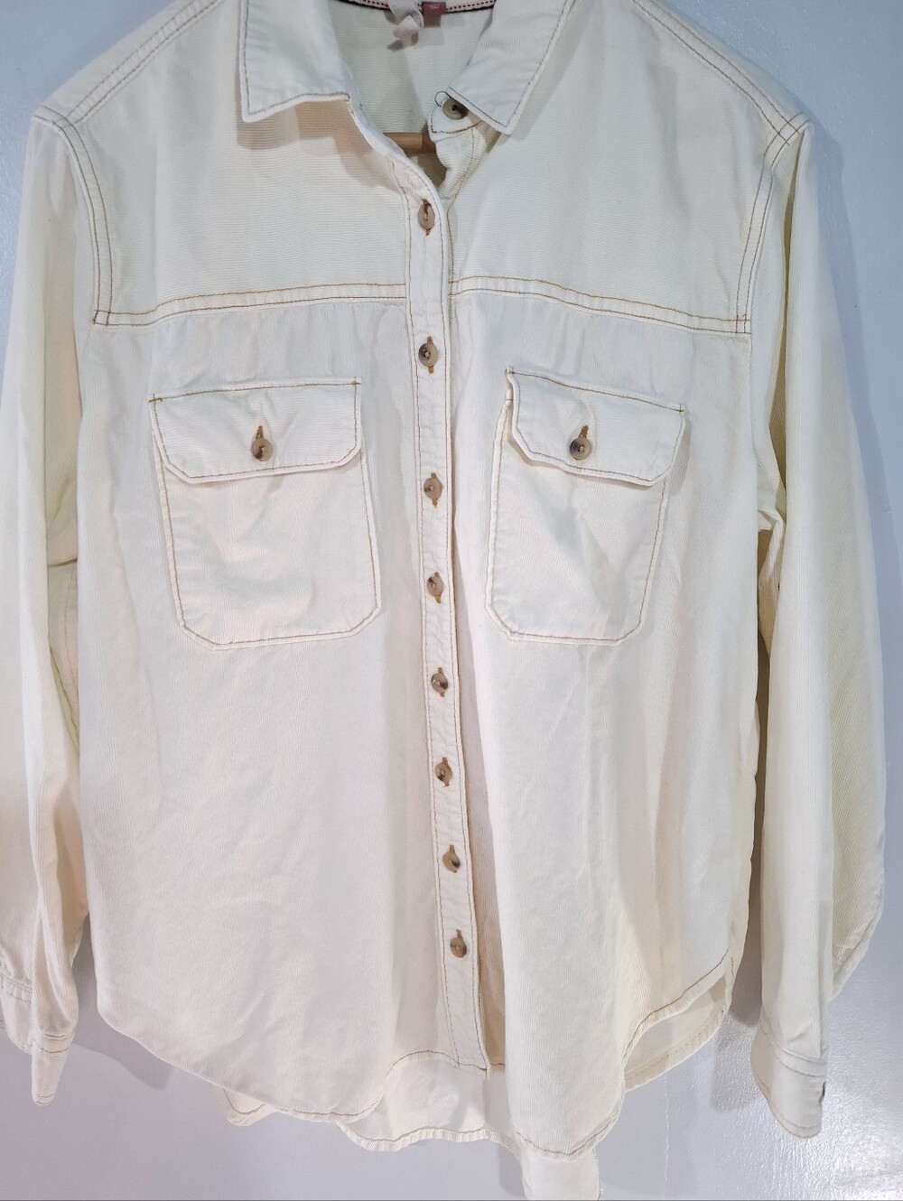 Pilcro Women's Button Down Shirt Corduroy Sz M Relaxed Soft Cotton Utility Fall - Picture 3 of 12
